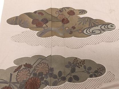 平和屋着物■訪問着 刺繍 雲取り花文 正絹 逸品 CABE9971xi