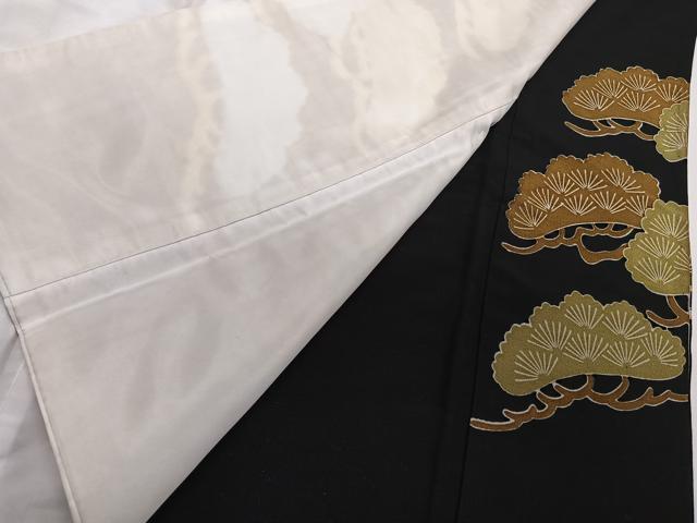 平和屋着物■黒留袖 刺繍 流水尾長鳥枝松文 金彩 洗える着物 CABE9972xi