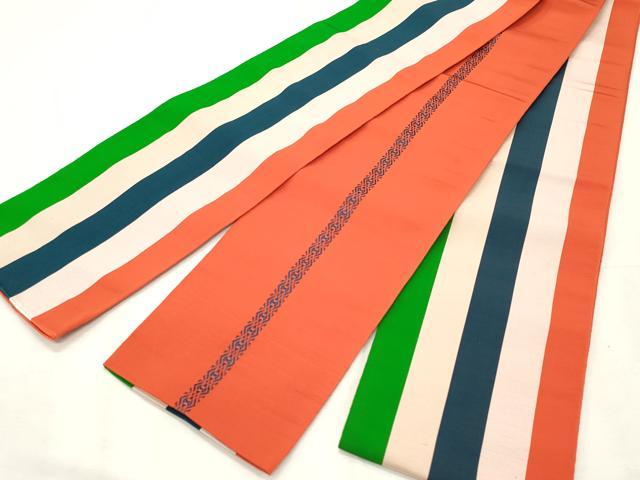 平和屋着物●本場筑前博多織　半幅帯　幾何学間道　正絹　逸品　CABF5358hy 平和屋着物○本場筑前博多織 半幅帯 幾何学間道 正絹 逸品 CABF5358hy