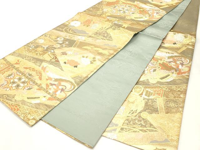 平和屋着物◎六通柄袋帯　唐織　鳳凰花文　金糸　正絹　逸品　CABF0018vf
