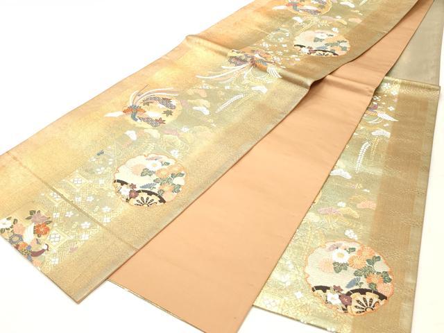 平和屋着物◎六通柄袋帯　唐織　雪輪献上紋　貝碧箔　正絹　逸品　CABF0023vf
