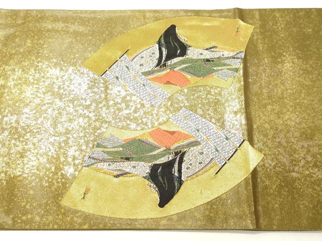平和屋着物◎六通柄袋帯　地紙女人紋　金糸　引箔　正絹　逸品　CABF0024vf