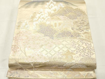 平和屋着物◎六通柄袋帯　光悦の庭　二重箔錦　正絹　逸品　CABF0027vf