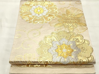 平和屋着物◎六通柄袋帯　花唐草文　金銀糸　正絹　逸品　CABF0075vf