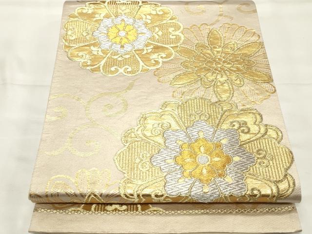 平和屋着物◎六通柄袋帯　花唐草文　金銀糸　正絹　逸品　CABF0075vf