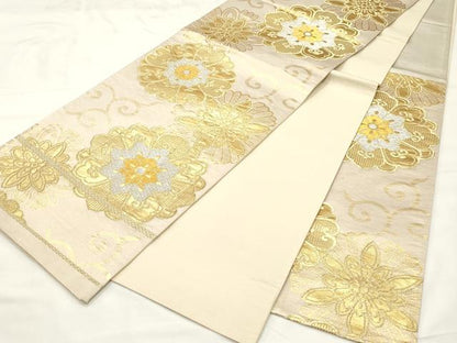 平和屋着物◎六通柄袋帯　花唐草文　金銀糸　正絹　逸品　CABF0075vf