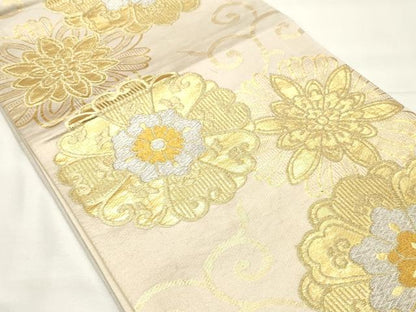 平和屋着物◎六通柄袋帯　花唐草文　金銀糸　正絹　逸品　CABF0075vf