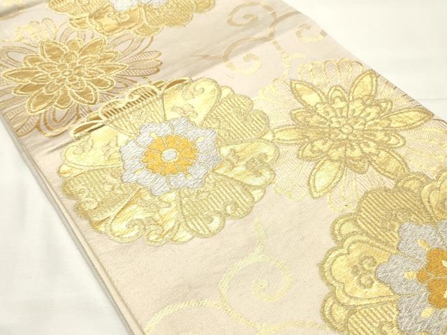 平和屋着物◎六通柄袋帯　花唐草文　金銀糸　正絹　逸品　CABF0075vf