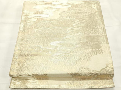 平和屋着物◎西陣　六通柄袋帯　エ霞風景文　金糸　正絹　逸品　CABF0076vf