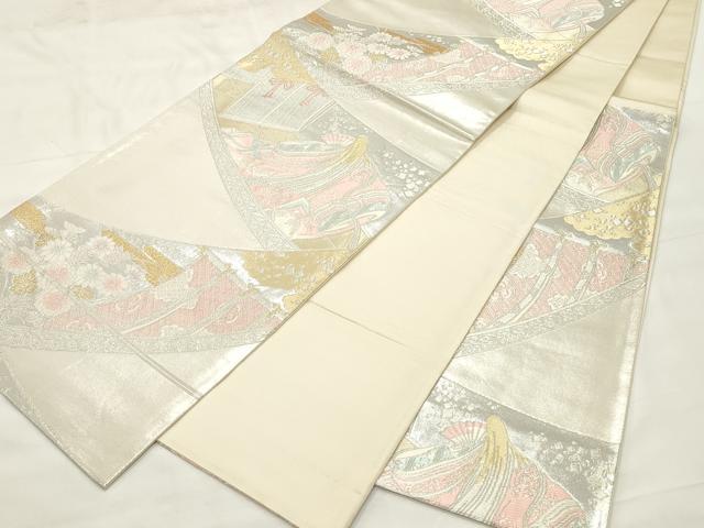 平和屋着物◎六通柄袋帯　女人花文　金銀糸　正絹　逸品　CABF0078vf