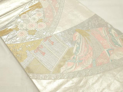 平和屋着物◎六通柄袋帯　女人花文　金銀糸　正絹　逸品　CABF0078vf