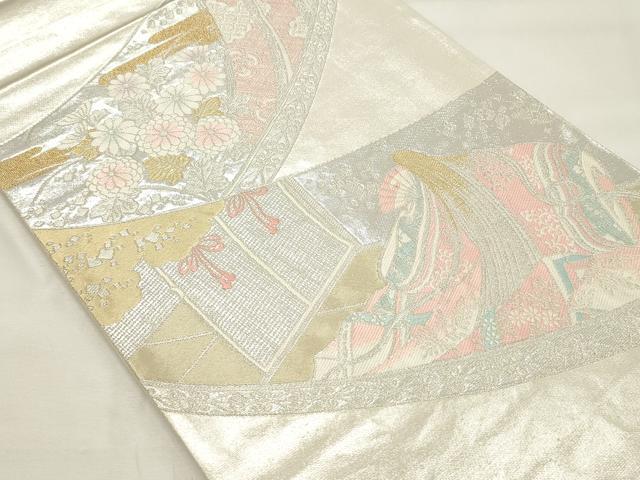 平和屋着物◎六通柄袋帯　女人花文　金銀糸　正絹　逸品　CABF0078vf