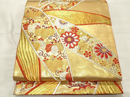 平和屋着物◎六通柄袋帯　松竹梅　金銀糸　正絹　逸品　CABF0079vf