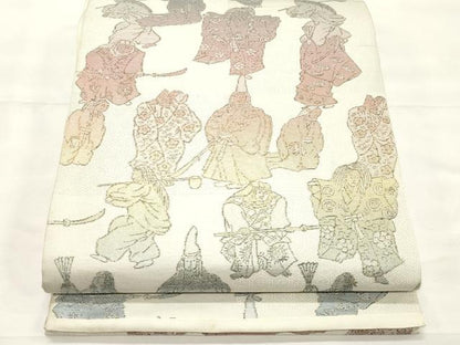 平和屋着物◎六通柄　本袋帯　人物文　正絹　逸品　CABF0081vf