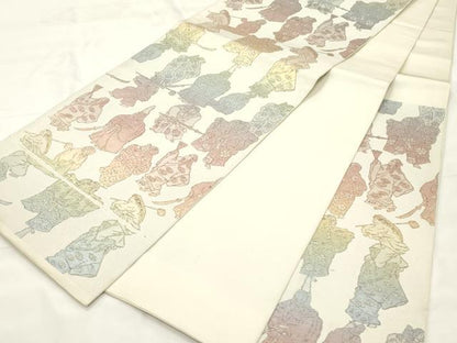 平和屋着物◎六通柄　本袋帯　人物文　正絹　逸品　CABF0081vf