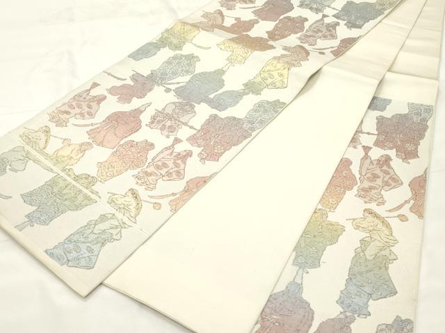 平和屋着物◎六通柄　本袋帯　人物文　正絹　逸品　CABF0081vf