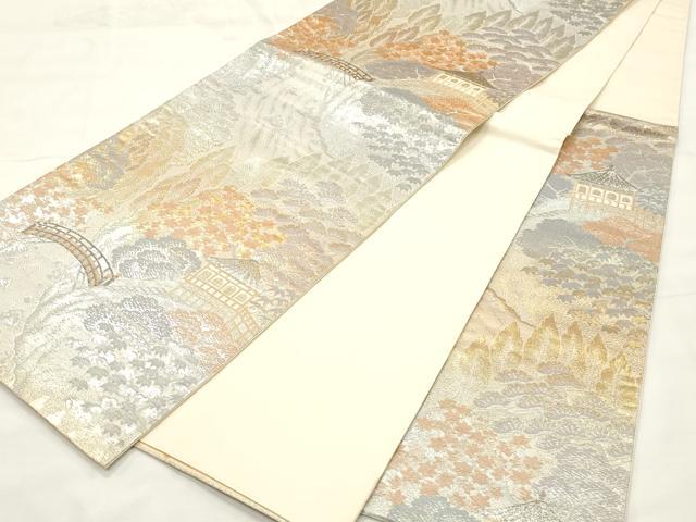 平和屋着物◎六通柄袋帯　京名所　プラチナ二重箔　正絹　逸品　CABF0083vf