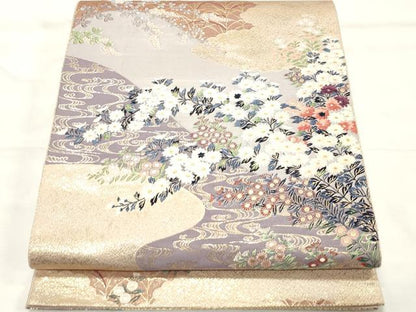 平和屋着物◎六通柄袋帯　唐織　九百錦　武蔵野の宴　金糸　正絹　逸品　CABF0100vf