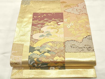 平和屋着物◎六通柄袋帯　松竹梅　金糸　正絹　逸品　CABF0101vf