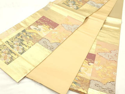 平和屋着物◎六通柄袋帯　松竹梅　金糸　正絹　逸品　CABF0101vf