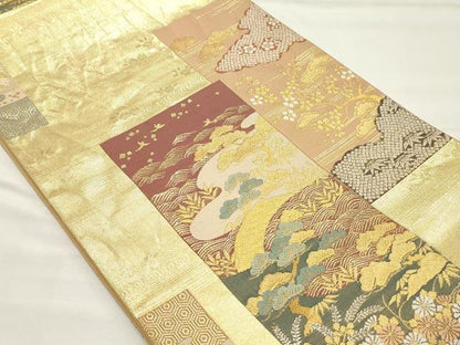 平和屋着物◎六通柄袋帯　松竹梅　金糸　正絹　逸品　CABF0101vf