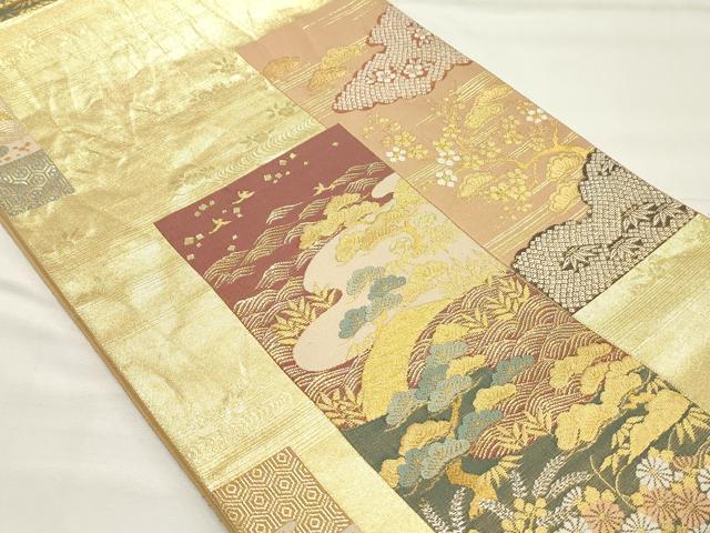 平和屋着物◎六通柄袋帯　松竹梅　金糸　正絹　逸品　CABF0101vf