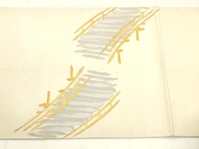 平和屋着物◎太鼓柄袋帯　綴れ　流水渡り橋文　金糸　正絹　逸品　CABF0122ak