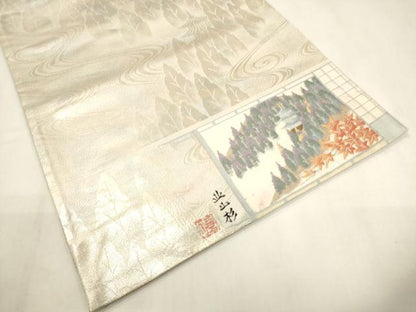 平和屋着物◎全通柄袋帯　作家物　北山杉　金糸　引箔　正絹　逸品　CABF0134ak