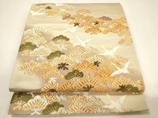 平和屋着物◎六通柄袋帯　唐織　飛鶴松文　金銀糸　正絹　逸品　CABF0175ak