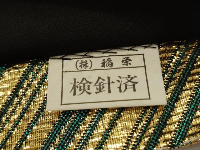 平和屋着物◎六通柄袋帯　立波草花間道　金糸　正絹　逸品　CABF0205ak