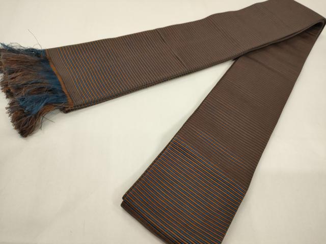 平和屋着物●男性　本場筑前博多織　角帯　横段文　正絹　逸品　CABF0245ak