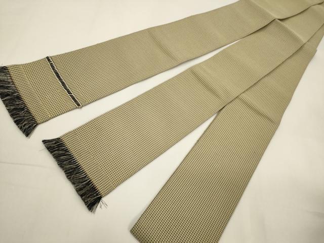 平和屋着物●男性　本場筑前博多織　角帯　霞文　正絹　逸品　CABF0259ak