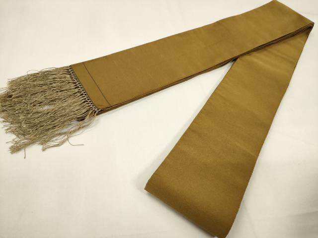 平和屋着物●男性　爪掻き本綴れ　角帯　黄唐茶色　正絹　逸品　CABF0264ak
