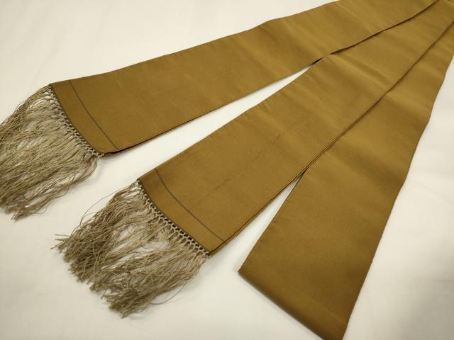 平和屋着物●男性　爪掻き本綴れ　角帯　黄唐茶色　正絹　逸品　CABF0264ak