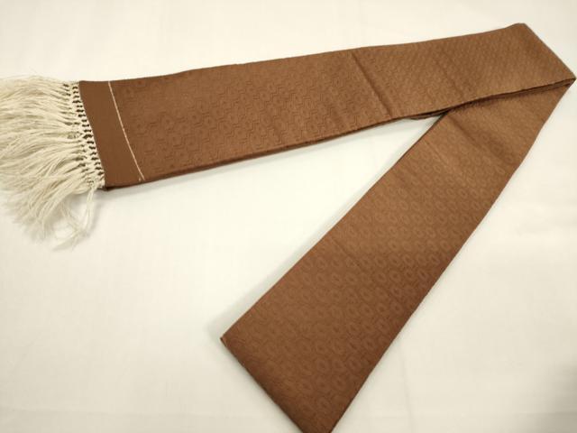 平和屋着物●男性　角帯　綴れ　亀甲文　渋紙色　正絹　逸品　CABF0266ak
