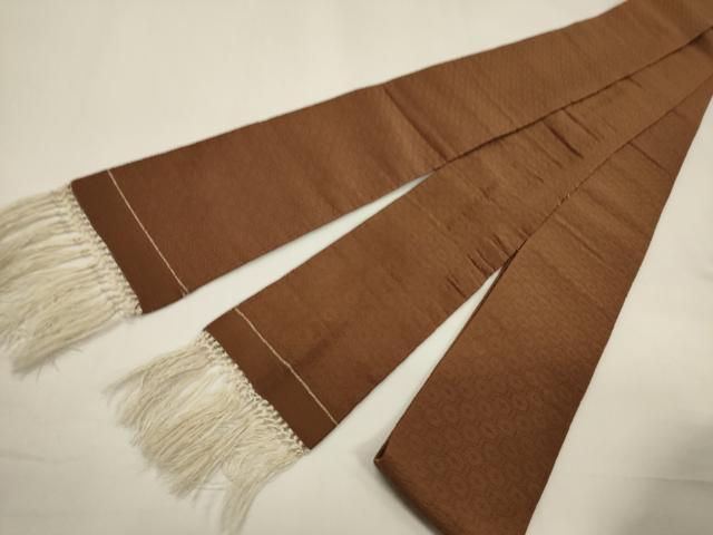 平和屋着物●男性　角帯　綴れ　亀甲文　渋紙色　正絹　逸品　CABF0266ak