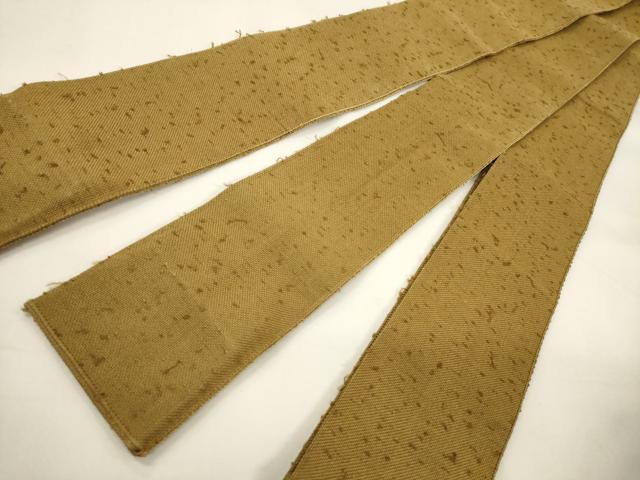 平和屋着物●男性　本場筑前博多織　角帯　山吹色　正絹　逸品　CABF0271ak