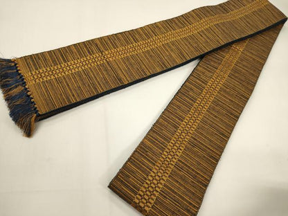 平和屋着物●男性　本場筑前博多織　両面　角帯　霞間道　正絹　逸品　CABF0288ak