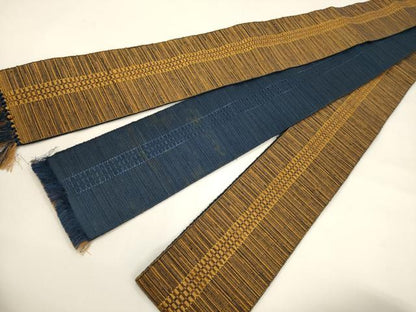 平和屋着物●男性　本場筑前博多織　両面　角帯　霞間道　正絹　逸品　CABF0288ak