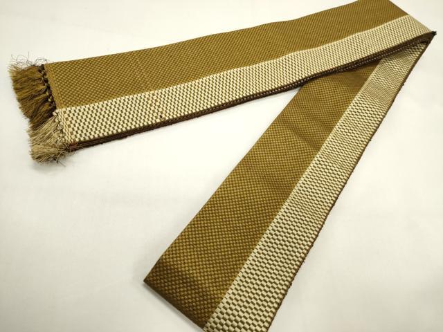 平和屋着物●男性　本場筑前博多織　両面　角帯　間道　正絹　逸品　CABF0298ak