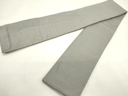 平和屋着物●男性　本場筑前博多織　両面　角帯　間道/鼠色　正絹　逸品　CABF0303ak