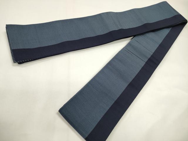 平和屋着物●男性　本場筑前博多織　両面　角帯　市松文　正絹　逸品　未使用　CABF0312ak