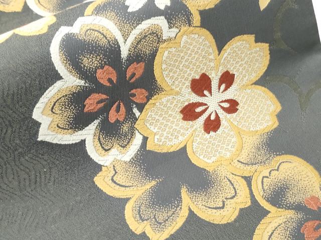 平和屋着物●六通柄袋帯　唐織　舞桜文　金糸　正絹　逸品　CABF0326ak
