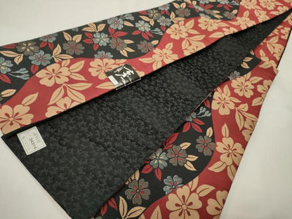 平和屋着物●染色の魔術師　染乃座・大久保玄才　そめのざ玄才　半幅帯　草花文　未使用　CABF0349ak