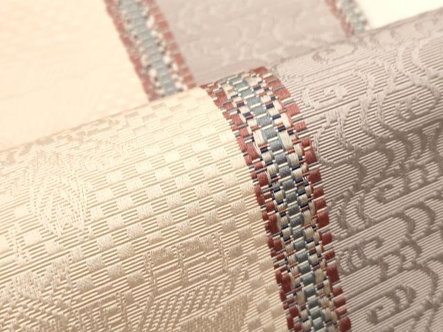 平和屋着物●本場筑前博多織　両面　半幅帯　吉祥間道　正絹　逸品　CABF0359ak