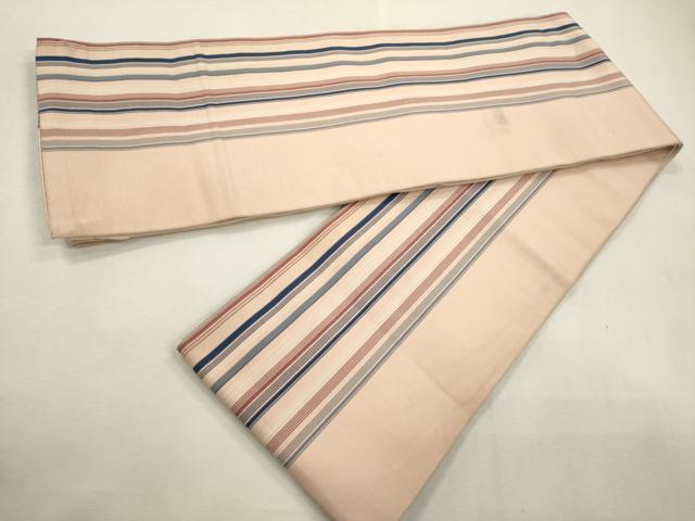 平和屋着物●本場筑前博多織　両面　半幅帯　吉祥間道　正絹　逸品　CABF0359ak