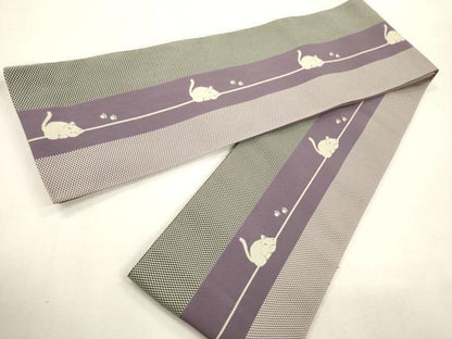 平和屋着物●半幅帯　猫/ねこ　CABF0374ak