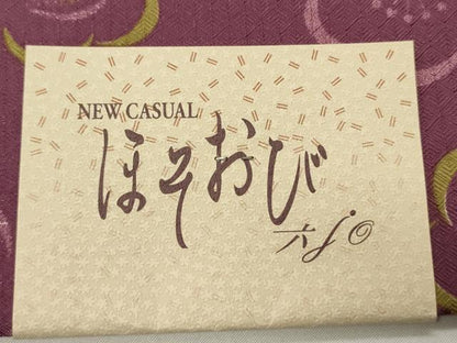 平和屋着物●両面　半幅帯　市松舞桜文/舞梅文　未使用　CABF0384ak