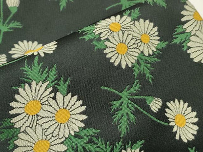 平和屋着物●両面　半幅帯　草花文/吉祥文　黒地　未使用　CABF0386ak