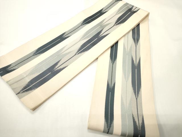 平和屋着物●本場筑前博多織　半幅帯　矢羽根文　正絹　逸品　CABF0389ak